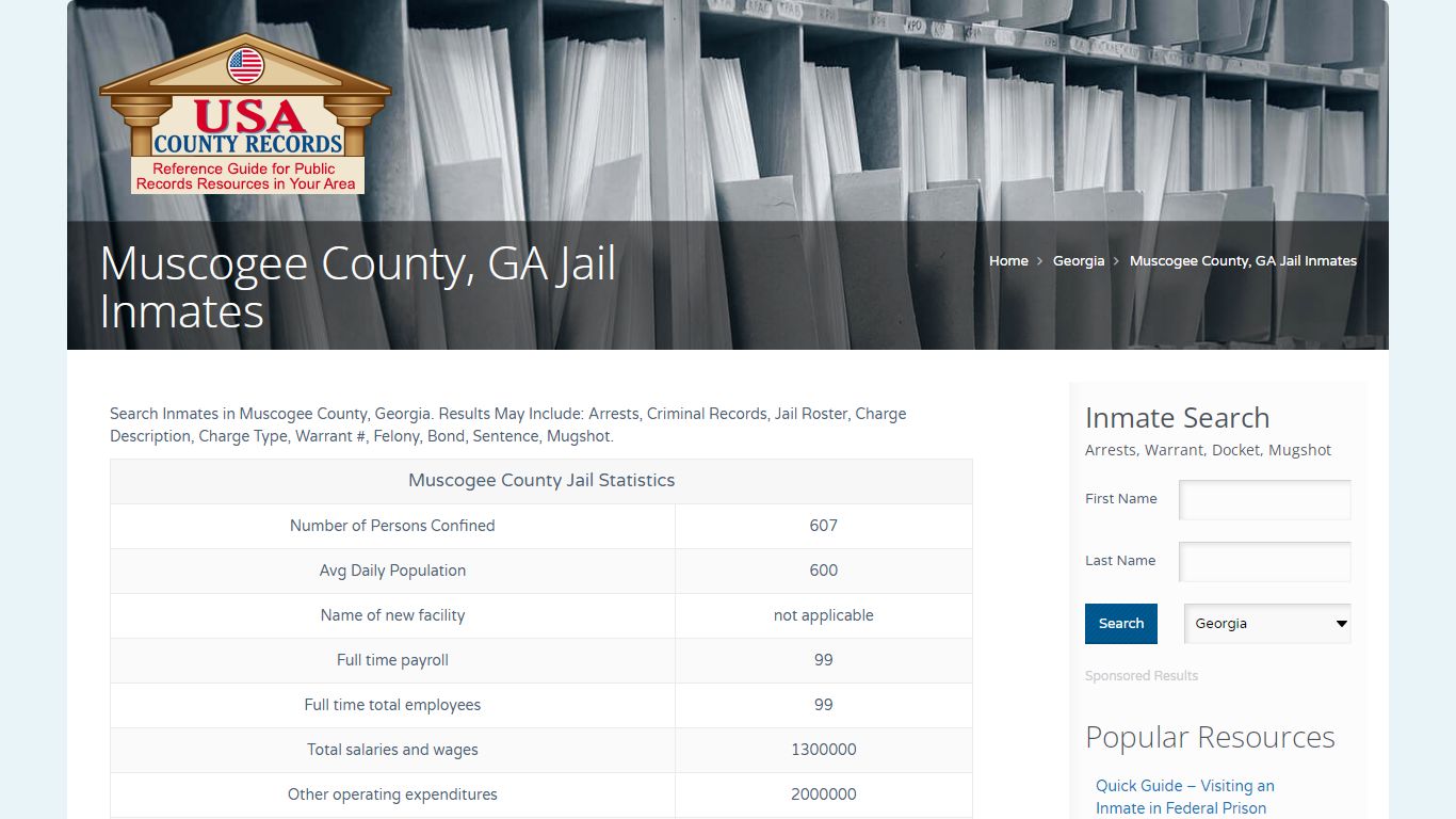 Muscogee County, GA Jail Inmates | Name Search